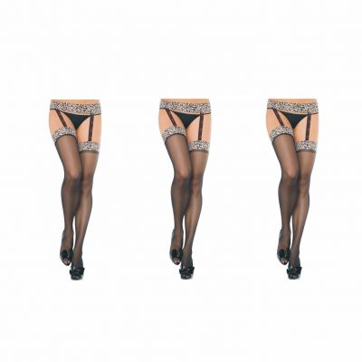 3PCS Fashion Lady's Lace Top Stay Up Thigh-High Stockings Woman Pantyhose Socks